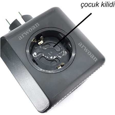 oklu Grup Priz Kablosuz Akım Korumalı Isıya Dayanıklı Termal Çocuk Korumalı 3x Usb 3.0 3x Fiş Girişli Ofis Ev