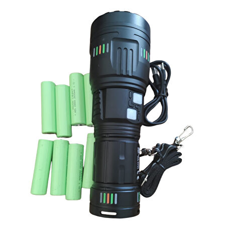 ARWOAN Şarjlı LED El Feneri Seti Güçlü ve Uzun Menzilli Profesyonel El Feneri + 4 Yedek Pil