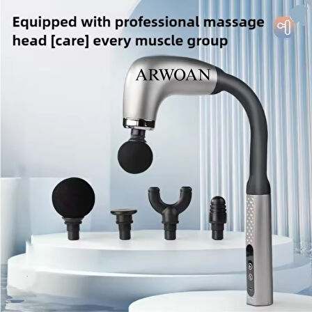 ARWOAN Masaj Tabancası Derin Doku Kas Gevşetici, Sessiz Motor, 4 Başlık Aparatı ile Profesyonel Masaj Cihazı