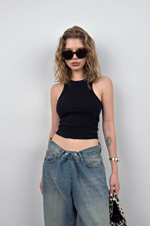 Halter Yaka Kolsuz Bluz