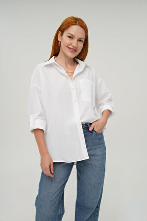 Tek Cepli Ekru Gömlek