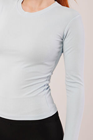 Uzun Kollu Basic Bebe Mavisi Bluz