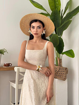 Cuper Çiçek Detaylı Elbise