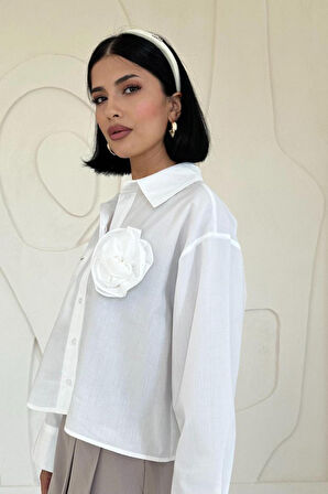 Pembe Fleto Cepli Poplin Gömlek