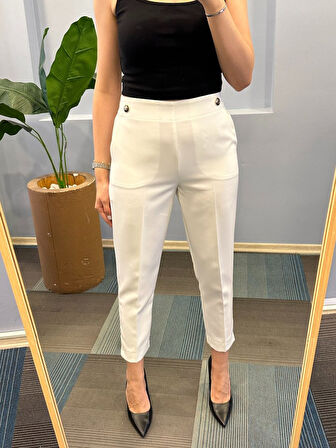 Bel Lasti̇kli̇ Düğmeli̇ Pantolon