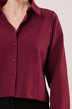 Ön Dikiş Detaylı Bordo Gömlek