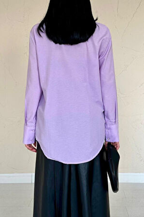 Lila Poplin Gömlek