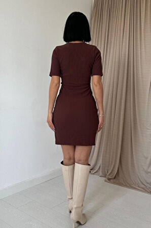 Siyah Fermuarlı Ottoman Elbise