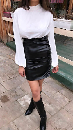 Siyah Deri Elbise