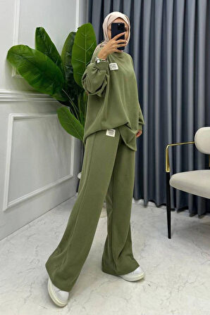 Mint Klasik Fitilli Kazak Ve Pantolon Takım