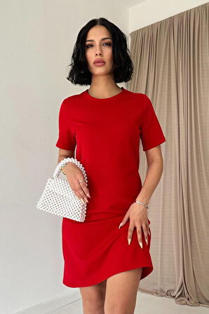 Mavi Kısa Kol Atlas Mini Elbise