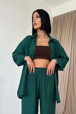 Mavi Alice Gömlek Ve Bol Kesim Pantolon Takım