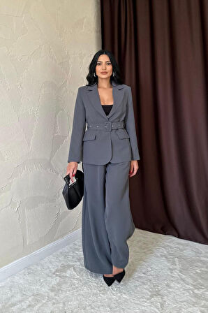 Haki Cep Kapaklı Ve Kemerli Ceket