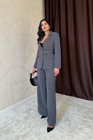 Haki Cep Kapaklı Ve Kemerli Ceket