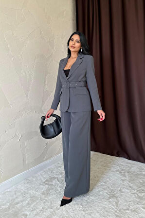 Haki Cep Kapaklı Ve Kemerli Ceket