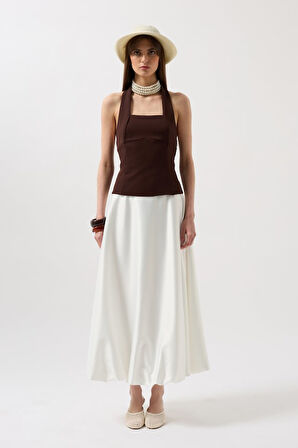 Kalın Askılı Crop Bluz