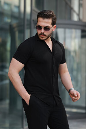 Erkek Kısa Kollu örme Kumaş Pamuklu Gömlek