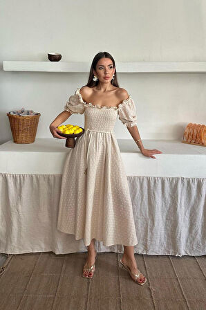 Siyah Gipeli Brode Elbise