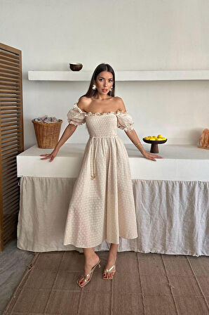 Siyah Gipeli Brode Elbise