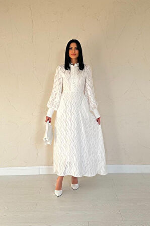 Siyah Kemer Detaylı Uzun Elbise