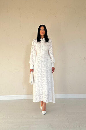 Siyah Kemer Detaylı Uzun Elbise