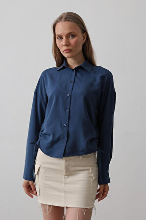 Yanları Bağlamalı Basic Gömlek - Beyaz