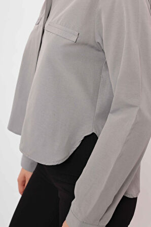 Cepli Uzun Kol Gömlek - Beyaz