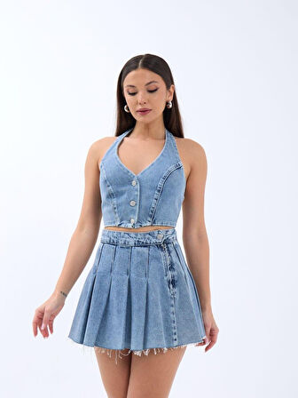 Deri Kemerli Fırfırlı Elbise 2901