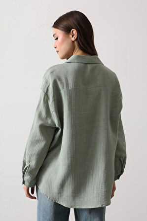 Müslin Uzun Kol Gömlek - Bej