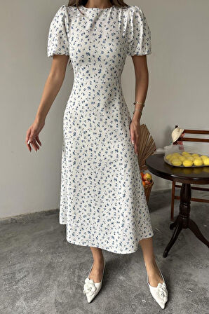 Pembe Dijital Baskılı Atlas Elbise