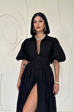 Oranj Pileli Balkon Elbise