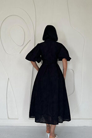 Oranj Pileli Balkon Elbise