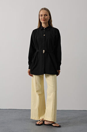 Kuşak Detaylı Tunik Gömlek - Haki