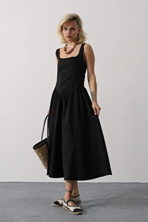 Askılı Uzun Elbise - Beyaz