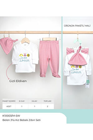 3'lü Kız Bebek Zıbın seti