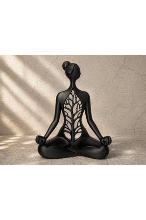 Meditasyon Yapan Yogi Heykeli – 18 CM Yoga Biblo Ağaç Detaylı, Hediyelik
