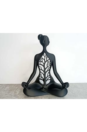 Meditasyon Yapan Yogi Heykeli – 18 CM Yoga Biblo Ağaç Detaylı, Hediyelik
