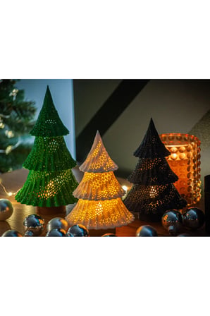 Yılbaşı Süsü Led 3'lü Set Noel Ağacı, Yılbaşı Ağacı, Dekoratif Biblo Hediyelik Led mumlar Hediye