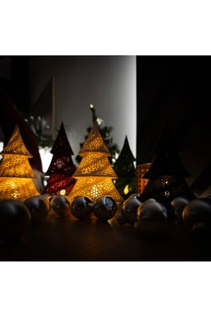Yılbaşı Süsü Led 3'lü Set Noel Ağacı, Yılbaşı Ağacı, Dekoratif Biblo Hediyelik Led mumlar Hediye