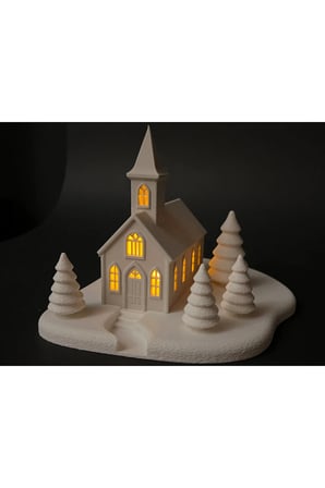 Yılbaşı Süsü Led Işıklı Tekli Bahçeli Ev Dekorasyon Biblo Kış manzaralı tealight Led Mumlar Hediye