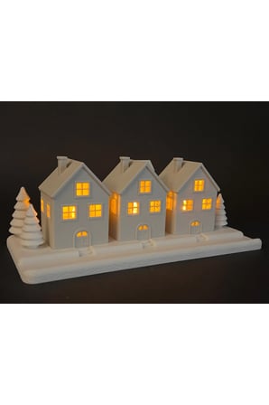 Yılbaşı Christmas Led Işıklı 3'lü Ev Dekorasyon Kış manzaralı Ledli Kış evleri Led Mumlar Hediye
