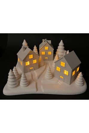 Yılbaşı Süsü Led Işıklı 3'lü Ev Dekorasyon Kış manzaralı tealight Ledli Kış evleri Led Mumlar Hediye