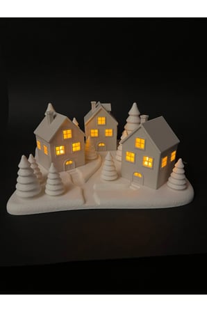Yılbaşı Süsü Led Işıklı 3'lü Ev Dekorasyon Kış manzaralı tealight Ledli Kış evleri Led Mumlar Hediye