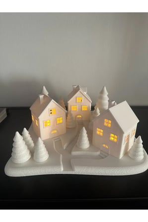 Yılbaşı Süsü Led Işıklı 3'lü Ev Dekorasyon Kış manzaralı tealight Ledli Kış evleri Led Mumlar Hediye