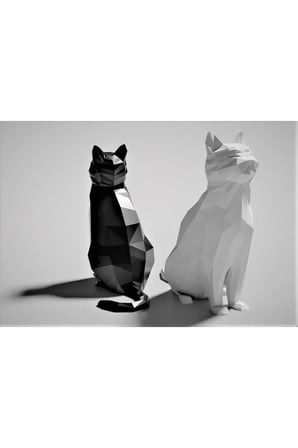 Masaüstü Biblo Kedi Tatlı Süs Aksesuar Dekor Beyaz 2 Adet 10 Cm
