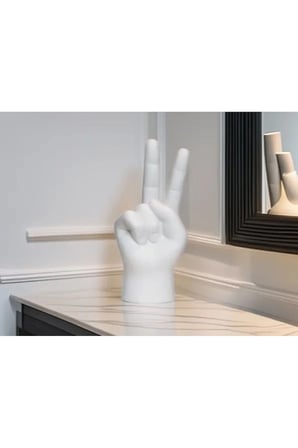 Barış İşareti El Heykeli, Dekoratif Biblo, Hediyelik, Ev Hediyesi, 17 CM Peace Sign Hand Sculpture