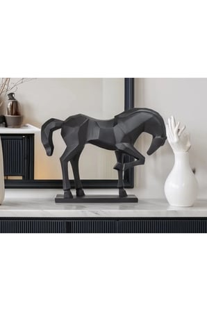 Low Poly At Heykeli, Low Poly Horse Sculpture, Dekoratif Hediyelik At Biblo 22 x 18 CM