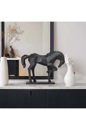 Low Poly At Heykeli, Low Poly Horse Sculpture, Dekoratif Hediyelik At Biblo 22 x 18 CM
