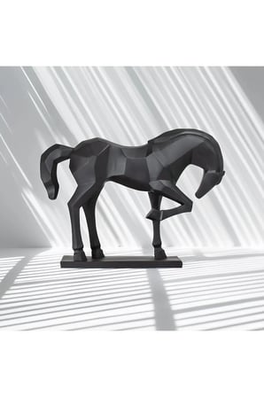Low Poly At Heykeli, Low Poly Horse Sculpture, Dekoratif Hediyelik At Biblo 22 x 18 CM