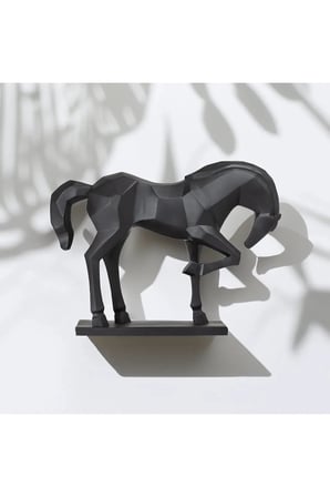 Low Poly At Heykeli, Low Poly Horse Sculpture, Dekoratif Hediyelik At Biblo 22 x 18 CM